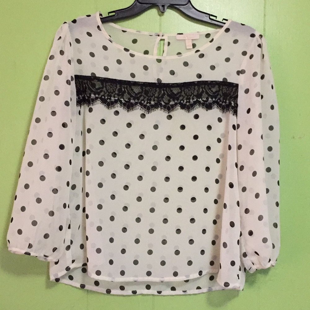 Black & white polkadot blouse